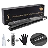 LONGKO Lisseur Cheveux à la Valeur-Fer à Lisser/Boucler Professionnel Plaque en Céramique -Avec Ecran LCD 6 Températures Réglables Pour Tous Types de Cheveux