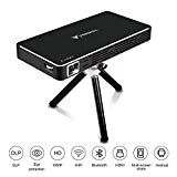 Mini Vidéoprojecteur, Tenswall Android7.1 Portable Projecteur WiFi DLP Projecteur 100 ANSI Lumens, FHD 1080P Pico Projecteur, Ajustement Automatique des Trapèzes,Smart Home Cinéma/Vidéo TV/ Jeux ...
