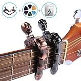 Asmuse Capodastre 2 pack Universel pour Guitare Electrique Classique Acoustique Capo Unique de Crâne en Alliage de Zinc de Haute Qualité avec 3 Plectres pour Basse Guitare Folk Banjo Ukulélé Mandolin