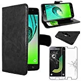 ebestStar - Compatible Coque Samsung J3 2016 Galaxy SM-J320F Etui PU Cuir Housse Portefeuille Porte-Cartes Support, Noir +Film Protection Verre Trempé [Appareil: 142.3 x 71 x 7.9mm, 5.0'']