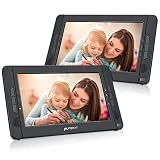 PUMPKIN Double Ecran DVD Voiture pour Enfant 10,1 Pouce (Un Lecteur DVD et Un Moniteur) Autonomie de 5 Heures supporte Région Libre USB SD MMC avec Sangle de Fixation dans Voiture