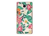 Novago Compatible Huawei Honor 5C Coque Gel TPU Souple Transparente et Résistante Anti Choc avec Impression Gravée (Fleur Bleue Transparente)