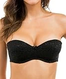 La Isla Femme Soutien Gorge Bretelles Amovibles Bandeau Balconnet Avec Armatures Noir FR:90C (34C)