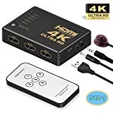 Switch HDMI, GANA HDMI Splitter | Sélecteur HDMI 5 Entrées 1 Sortie 1080P 3D Adaptateur HDMI Commutateur avec Télécommande IR pour PS3 Xbox 360 Lecteur DVD HDTV Projecteur Camcorder HTPC Tablette