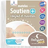 Babysom - Matelas Bébé Soutien+ - 60 x 120cm - Epaisseur 14cm - Anti acarien - Déhoussable - Garantie 10ans - Contact Latex