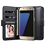 Etui Samsung Galaxy S7, Melojoy Housse Pochette en Cuir à rabat portefeuille support intégré pour Samsung Galaxy S7 (noir)