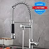 GAVAER Robinet Cuisine,Pivotant à 360° Robinetterie à Ressort Mitigeur Cuisine, Avec 2 JetsModes Spray et Stream available, Froid & Chaud Disponible, Laiton chromé.