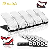 Organiseur Chaussures Réglable en Plastique - Gain de Place et Rangement Efficace. Lot de 10 Pieces - 4 Niveaux d'ajustement -Chaussures Hommes, Femmes et Enfants. Idéal pour Etagères et Placards.