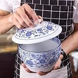 Canju Ustensiles de cuisine/Vaisselle/Jardin/Vaisselle de camping Céramique Soupe Ramen Bol à pâtes avec couvercle Salade de fruits rétro Riz cuit à la vapeur Ragoût d'œufs à la vapeur Cubilose