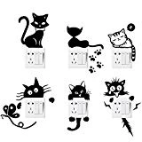 Foonii 6 PCS Interrupteurs Autocollant, Sticker Commutateur Résistant à L'eau Amovible, Noir PVC Switch Socket Décorations Stickers Muraux Art Mural Wall Sticker