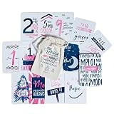 Lot de 50 Cartes Étapes Grossesse et 1ère Année de Bébé - Un Cadeau Original Mixte pour faire de jolies photos et écrire ses Souvenirs - Création Française