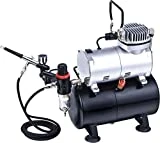 ABEST Kit complet professionnel de compresseur d'aérographe avec le réservoir d'air pour l'art d'ongle de tatouage d'ongles avec le pistolet pulvérisateur d'AirBrush de double action