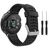 MoKo Bracelet Compatible avec Garmin Forerunner 235/235 Lite/220/230/620/630/735 Smartwatch, Watch Band Flexible en Silicone avec des Outils Montre de Running GPS avec Cardio au Poignet, Noir et Noir