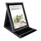 Umi. By Amazon - Miroir de Maquillage Pliable avec support, coiffeuse, miroir, bureau,Avec Housse Et Housse Rembourrée,À poser sur un meuble,11,4 x 16,2 cm,Noir