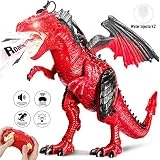Joylink - Dinosaure - Jouet radiocommandé - Marche, Pousse des hurlements et vaporise de l'Eau - Cadeau pour garçon et Fille - Rouge