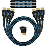 Twisted Veins 3ACHB3 Câble HDMI de 0.90m Haute Performance avec Ethernet, Pack de 3 Câbles HDMI. Compatible et testé avec HDMI 2.0b 4K 60hz HDR sur tout appareil excepté Apple TV 4K, seulement compatible avec 4K 30hz HDR