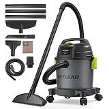 AUTLEAD Aspirateur Eau Poussières/aspirateur bidon 10L 1000w aspiration et de soufflage humide et sèche équipée de 4 roues universelles et de silencieux 2 buses d'aspirations d'eau et 1 brosse de sol