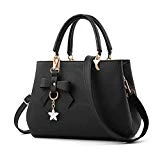 URAQT Sac à Main Femme Bandoulière Sac, Pochette Sac portés Main en PU Cuir pour Les Cours, Noir, Cadeau De La Fête des Mères