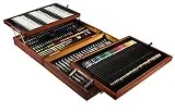 MONT MARTE Kit Peinture Premium Deluxe - 174 pièces - Set de Dessin de haute qualité dans un élégant coffret en bois - Set complet de Mixed Media - Parfait pour les Enfants, Débutants et Artistes