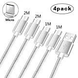 Cable Micro Usb 1M 2M Charge Rapide,Chargeur Cordon Pour Huawei P8 Lite 2017,P Smart,P10 Lite,P9 Lite,Mate 10 Lite,Honor 9 Lite(Pas pour P9 P10 Mate 9 10,Honor 9 8) 8X/6A/6X/7A/7X/5C/6C pro/7,Lot de 4