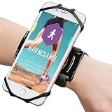 Bovon Brassard Sport au Poignet, [Installation Facile] 180° Rotatif Étui Brassard Téléphone avec Sangle Réglable pour Jogging Gym (Noir)