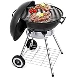 Barbecue à Charbon de Bois Noir Pour Pique-Nique Barbecue à Billes Pour Charbon de Bois de Diamètre Avec Bac à Cendres Amovible Support Pour Barbecue Rond à Grille Avec Surface de Gril 44cm
