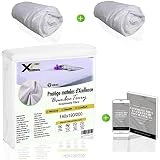 Lot de 2 Protège Matelas 140 x 190/200 cm - Alese Impermeable Silencieux - Respirante - 100% Bambou - Hauteur 35-30cm - Naturellement Anti Acarien et Anti Bacterien - Forme Drap Housse - Bonus !
