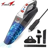 TowerTop Aspirateur Voiture, 5500PA Aspirateur à Mains Portatif Puissant Voiture avec Filtre en Acier Inoxydable Lumière LED Aspirateur Sac de Rangement pour Voiture Humide & Sec