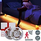 B.K Licht lot de 2 rubans LED, luminaire bébé enfant, fonction veilleuse et detecteur de mouvement, luminaire intérieur, guirlande lumineuse, blanc chaud, IP20, longueur 2x1200 mm