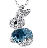 Demarkt 1pcs Mode Collier/Pendentif de Collier design de lapin Couleur Bleu des Cristaux Simulés Avec Chaine pour Idéal Femme bijoux Collier