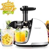 AMZCHEF Extracteur de Jus de Fruits et Légumes Sans BPA Slow Juicer Presse à Froid Machine avec moteur silencieux/tasse à jus/brosse de nettoyage/adapté à tous les Fruits et Légumes