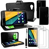 ebestStar - Coque Wiko Pulp Fab 4G Etui PU Cuir Housse Portefeuille Porte-Cartes Support Stand + Mini Stylet + 3 Films d'écran, Noir [Appareil: 155.4 x 79.3 x 8.5mm, 5.5'']