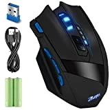 AFUNTA Souris de Jeu Filaire et sans Fil, ZELOTES F15 2500 DPI Réglable Professionnel Souris Gaming avec 9 Boutons LED Optique pour PC Ordinateur Portable Mac Pro Gamer