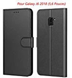 Tenphone Etui Coque pour Samsung Galaxy J6 2018, Protection Etui Housse en Cuir Portefeuille,[Livre Horizontale],[Emplacements Cartes],[Fonction Support],pour (Galaxy J6 2018 (5,6'), Noir)
