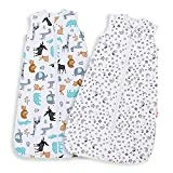 Lictin Gigoteuse d'Emmaillotage - 2pcs Couverture Bébé en Coton Biologique Couverture d'emmaillotage pour Bébé 2 modèles Longueur Ajustable de 70 à 90 cm Pour Bébé de 3 à 18 Mois
