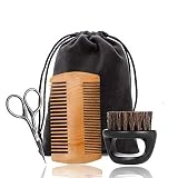 DDG EDMMS 4 pièces Barbe kit de toilettage Taille de la Barbe Ciseaux Peigne Brosse à Cheveux de Planche Forme de Mise en Forme et à la Croissance avec Le Sac de Voyage Mise en Forme des Outils s