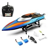 GizmoVine RC Bateau Haute Vitesse (20KM/H) Télécommande Bateau Radiocommandés Jouet pour Piscines et Lacs 2,4 GHz RC Racing Bateaux pour Adultes et Enfants (Bleu Orange)