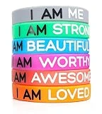 Solza Bracelets Inspirants en Silicone de Ensemble de 6 Pièces en Caoutchouc Bracelets, 6 Couleurs et Messages Différents pour Illuminer Votre Journée | Taille Unisexe pour Adultes, 20 cm x 1 cm