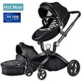 Hot Mom des limitée Version Poussette 2018, 3 en 1 bébé Poussette Système de voyage avec berceau, Noir