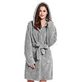 DecoKing Peignoir XS Court Femme Homme Unisexe à Capuchon Robe de Chambre Micro-Fibre Douillette Moelleuse Polaire Gris Acier Sleepyhead