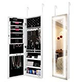 Ezigoo Armoire à Bijoux Ezigoo avec Lumières LED - Armoire à Bijoux Murale avec Miroir sans Cadre