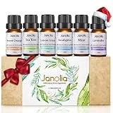 Janolia Huile Essentielle, Set de 6 Huile Essentielle Bio avec Coffret Cadeau, Aromathérapie Huile Parfumé Naturelles, Humidificateurs Oils, Six Effets Différents des Huiles Essentielles.