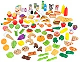 KidKraft 63330 Ensemble fruits, légumes et accessoires en plastique Tasty Treats Deluxe, dînette enfant,  jeu d'imitation, 115 pièces