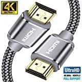 Câble HDMI 4K 4.5m - Snowkids Câble HDMI 2.0 High Speed par Ethernet en Nylon Tressé Supporte 3D/ Retour Audio - Cordon HDMI pour Lecteur Blu-Ray/Xbox/Xbox 360/ PS3/ PS4/ TV 4K Ultra HD/Ecran - Gris