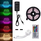 Sunix Kit de Ruban LED RGB 2M 5050 SMD 60 LEDs, Adapteur Flexible Strip Light + télécommande à Infrarouge 44 Touches + Alimentation 2A 12V