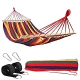Anyoo Hamac en Coton avec des Barres d'écartement Portable Compact Unique extérieur Jardin Patio hamac