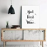 Affiche de vin/Mais premier vin/cadeau de vin/cadeau vin/cave à vin/cuisine décoration murale/signe de la cuisine/typographie noir et blanc/But First Wine