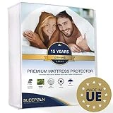 SLEEPZEN  Protège Matelas Imperméable 140x190/200 cm - Molleton 100% Coton, Alèse de lit imperméable - Anti-Acarien, Antibactérien, Anti-Moisissures, hypoallergénique - Made in UE - Garantie 15 Ans