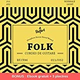 Belfort Cordes  VAINQUEUR DE TEST 2019*  Pour guitare folk & guitare acoustique  BONUS : Ebook gratuit + 3 plectres  Corde en Phosphor Bronze (lot de 6 cordes)
