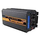 Convertisseur pur sinus 12v 220v onduleur 1000w ecran LCD transformateur de tension 12v 220v avec télécommande